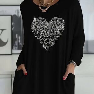 Black shirt with Sparkling Heart Design